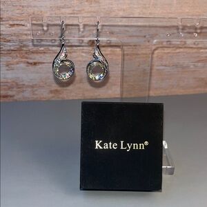 KATE LYNN Rise from the Ashes Phoenix Irridescent Crystal Dangle Hook Earrings